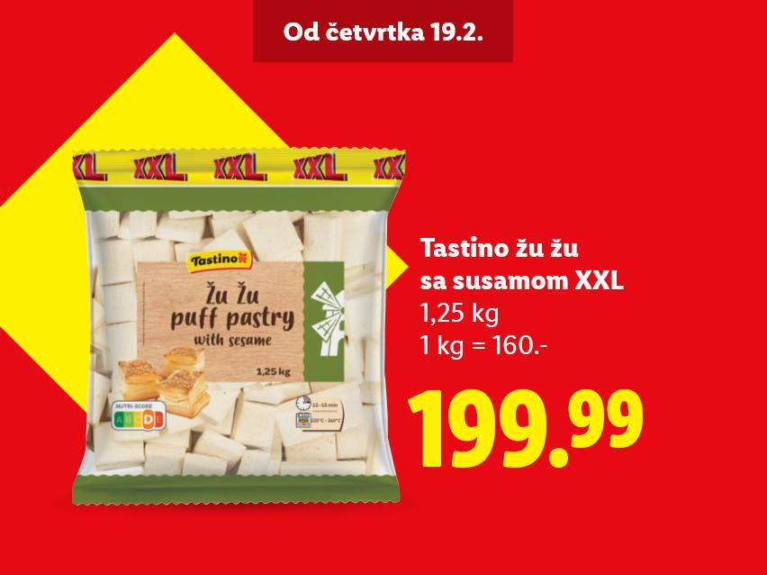 Pakovanje lisnatog testa sa susamom, 1,25 kg, cena 199.99.