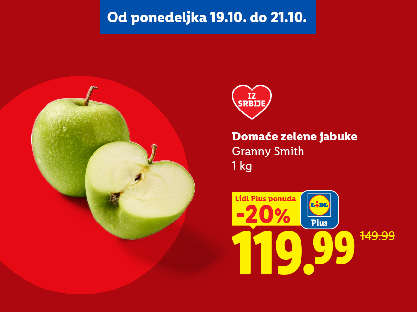 Domaće zelene jabuke Granny Smith na akciji od 19.10. do 21.10.