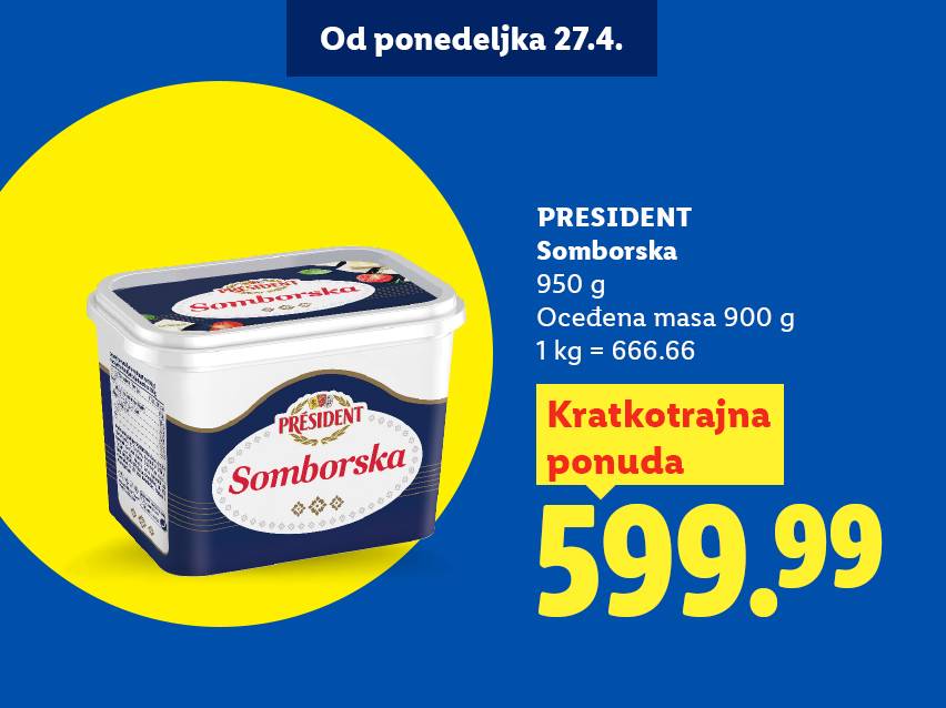 Pakovanje sira sa informacijama o težini, ceni i kratkotrajnoj ponudi.