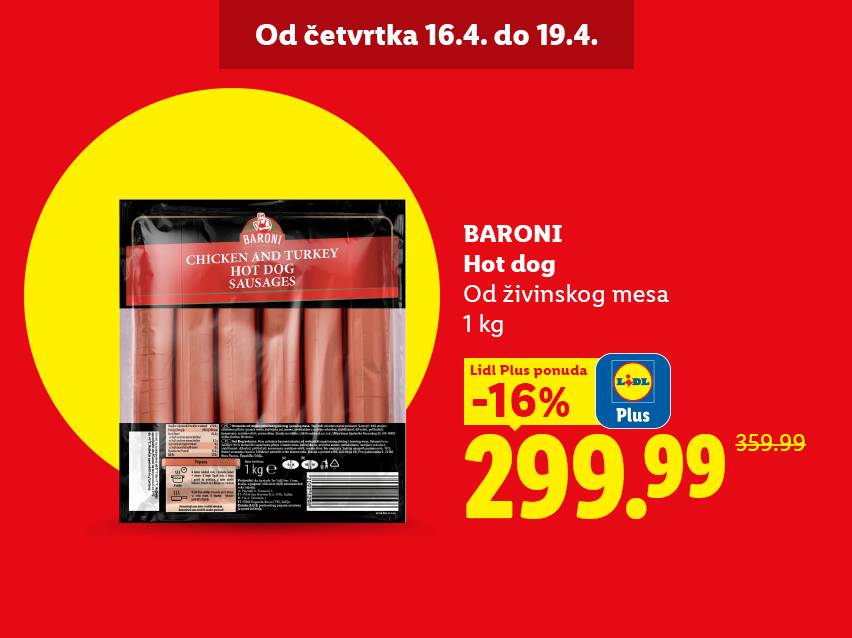 Pakovanje pilećih i ćurećih viršli, sa popustom od 16% i cenom od 299.99.