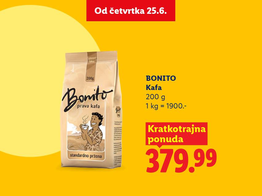 Pakovanje kafe od 200g, sa cenom od 379.99, ponuda važi od četvrtka 25.6.