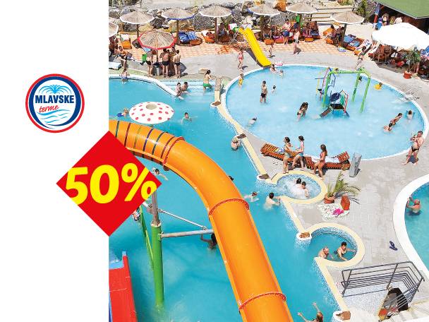 Rekreativni vodeni park Mlavske terme sa toboganima i bazenima, sa popustom od 50%.