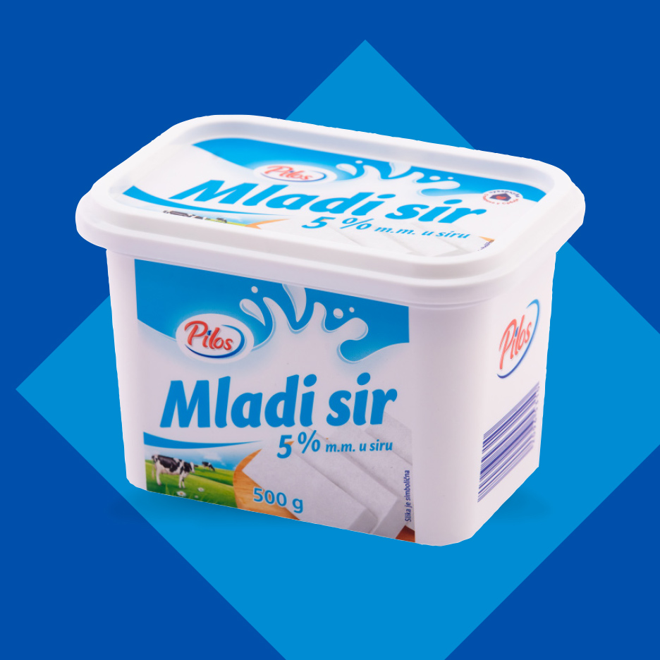 Pakovanje mladog sira sa 5% mlečne masti, 500g.