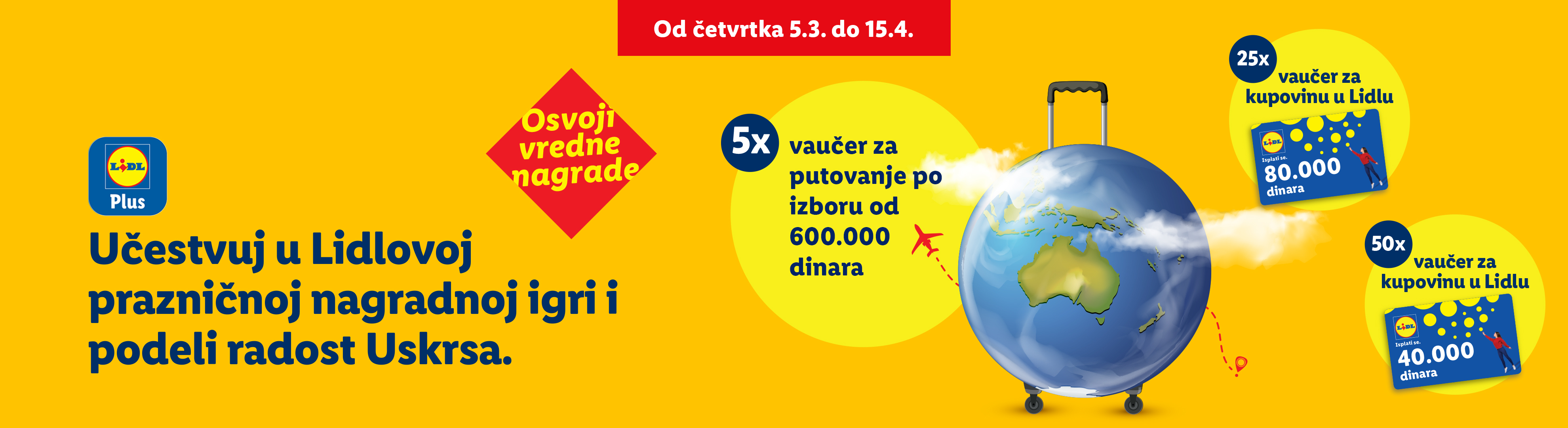 Promocija sa nagradama za putovanja i vaučere za kupovinu, od 5. marta do 15. aprila.